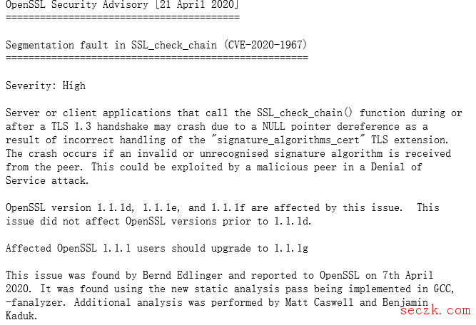 OpenSSL 曝出一个高危漏洞