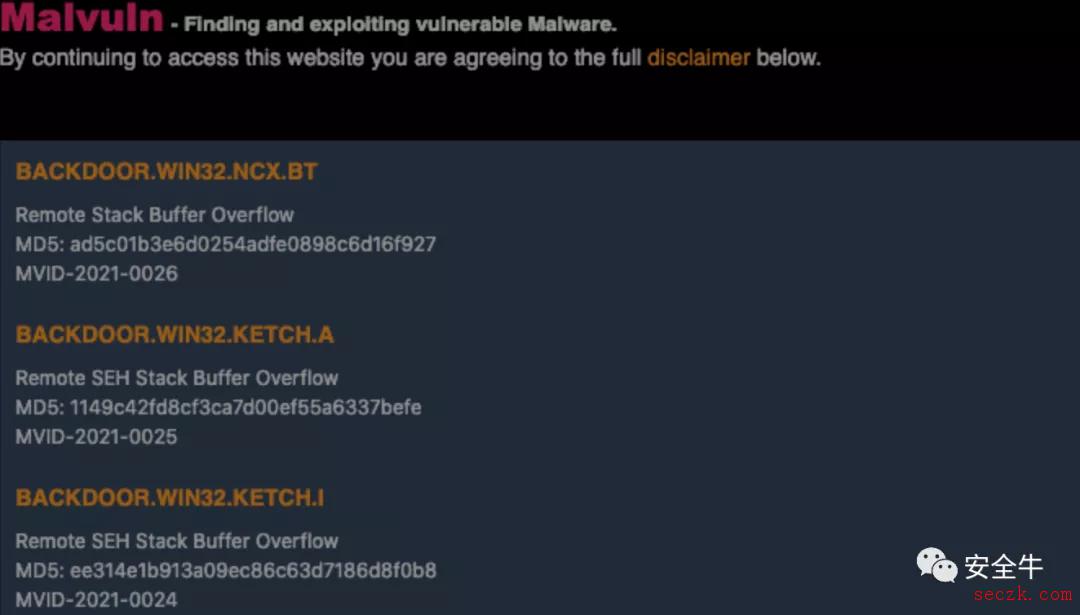 Malvuln：业界首个恶意软件漏洞库