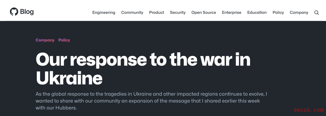 GitHub：严格限制俄罗斯获取维持其侵略性军事能力所需要的技术
