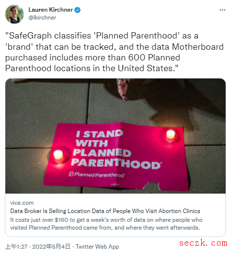 报道称SafeGraph正在出售访问堕胎诊所的人的位置数据