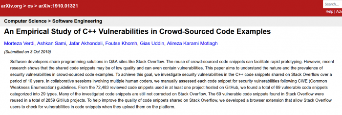 研究发现从Stack Overflow复制代码的习惯导致GitHub项目安全性下降